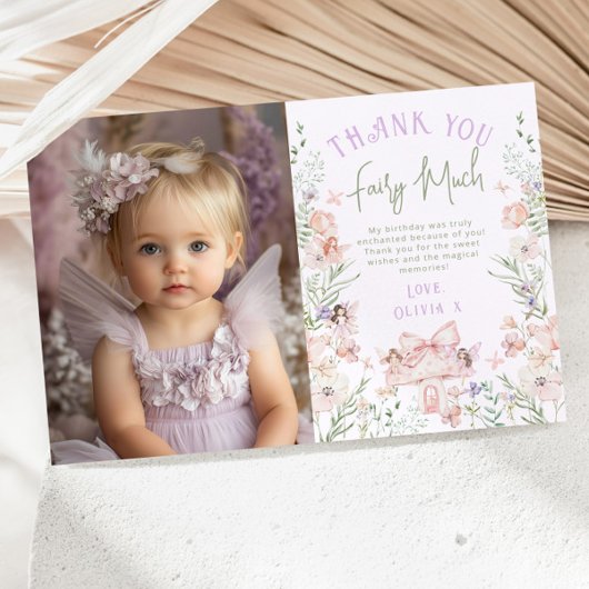 Fairy Enchanted Birthday Photo Thank you card 招待状