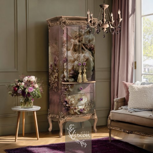 Fairy Ethereal Floral Dusty Plum Eggshell Beige 薄葉紙