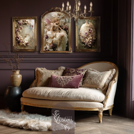 Fairy Ethereal Floral Dusty Plum Eggshell Beige 薄葉紙