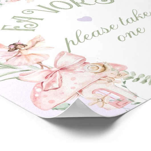 Fairy Favors Whimsical Purple 1st Birthday ポスター (角)