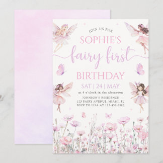 Fairy First 1st Birthday Party Invitation 招待状