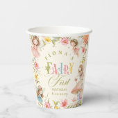 Fairy First Birthday Enchanted Garden Bright 紙コップ (裏面)