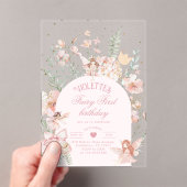 Fairy First Birthday Enchanted garden Whimsical アクリル招待状 (インサイチュ (ポータブル))