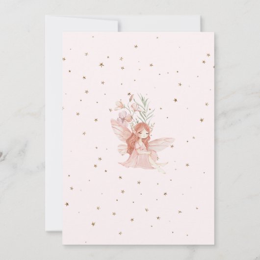 Fairy First Birthday Enchanted garden Whimsical 招待状 (裏面)