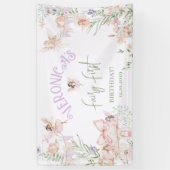 Fairy First Birthday Enchanted garden Whimsical 横断幕 (縦)
