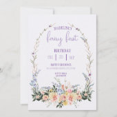 Fairy First  Birthday Forest Watercolor Mushroom  招待状 (正面)