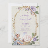 Fairy First  Birthday Forest Watercolor Mushroom  招待状 (正面)