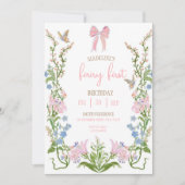 Fairy First Birthday Forest Watercolor Mushroom  招待状 (正面)