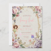 Fairy First Birthday Forest Watercolor Mushroom  招待状 (正面)