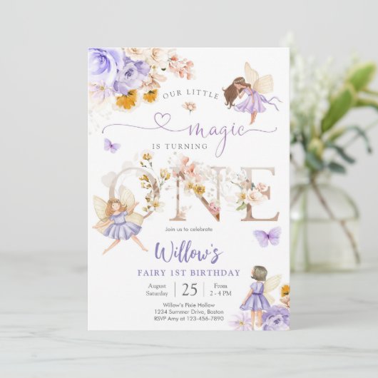 Fairy First Birthday Invitation 招待状 (スタンド正面)