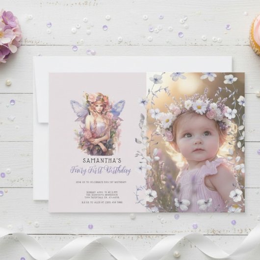 Fairy First Birthday Invitation | Dusty Purple 招待状