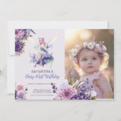 Fairy First Birthday Invitation | Dusty Purple 招待状 (正面)