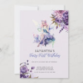 Fairy First Birthday Invitation | Dusty Purple 招待状 (正面)