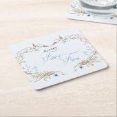 Fairy First Birthday Invitation | Elegant Blue  スクエアペーパーコースター (アングル)