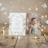 Fairy First Birthday Invitation | Floral Photo  招待状