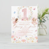 Fairy First Birthday Invitation Girl, Fairy 1st Bi 招待状 (スタンド正面)