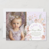 Fairy First Birthday Lilac Photo Thank You Card 招待状 (正面)