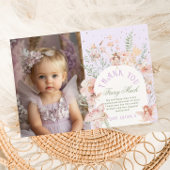 Fairy First Birthday Lilac Photo Thank You Card 招待状