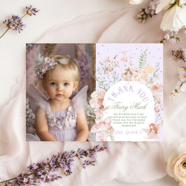 Fairy First Birthday Lilac Photo Thank You Card 招待状