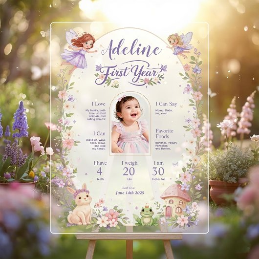 Fairy First Birthday Milestone Acrylic Welcome アクリルサイン