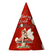 Fairy First Birthday Mushroom Red Polka dot パーティーハット (正面)