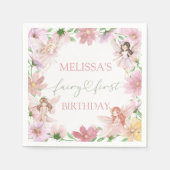 Fairy First Birthday Paper Napkins スタンダードカクテルナプキン (正面)