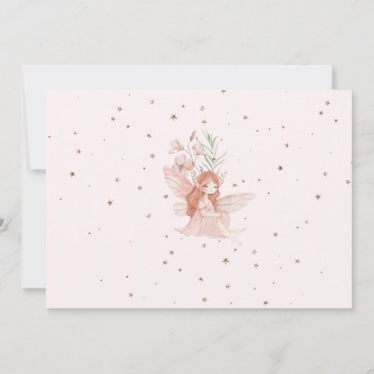 Fairy First Birthday Pastel Whimsical Photo 招待状 (裏面)