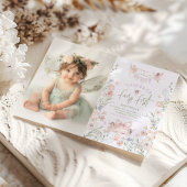 Fairy First Birthday Pastel Whimsical Photo 招待状
