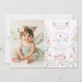 Fairy First Birthday Pastel Whimsical Photo 招待状 (正面)