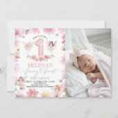 Fairy First Birthday Photo Invitation 招待状 (正面)