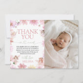 Fairy First Birthday Photo Thank You 招待状 (正面)