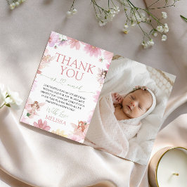 Fairy First Birthday Photo Thank You 招待状