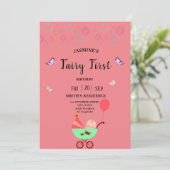 Fairy First  Birthday pink party Invitation 招待状 (スタンド正面)