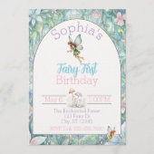 Fairy First Birthday, Watercolor 1st Birthday 招待状 (正面)