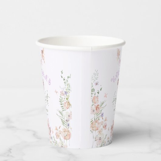 Fairy First Birthday Whimsical garden Lilac 紙コップ (右)