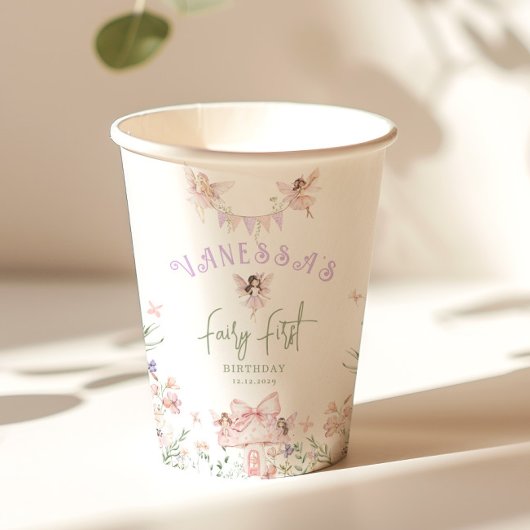 Fairy First Birthday Whimsical garden Lilac 紙コップ