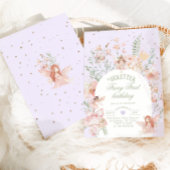 Fairy First Birthday Whimsical Garden Purple 招待状