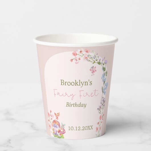 Fairy First Birthday Whimsical Mushroom Paper cup 紙コップ (裏面)