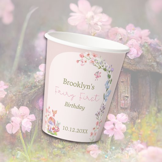 Fairy First Birthday Whimsical Mushroom Paper cup 紙コップ