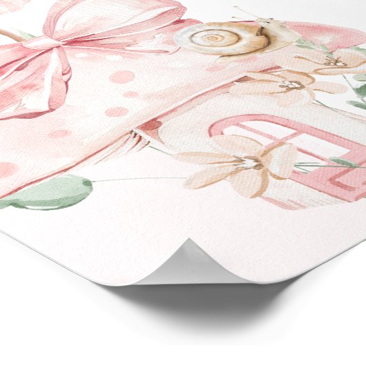 Fairy First Birthday Whimsical pink Welcome ポスター (角)