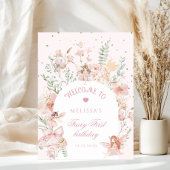 Fairy First Birthday Whimsical pink Welcome ポスター
