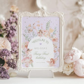Fairy First Birthday Whimsical Purple Welcome ポスター