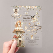 Fairy First Birthday Woodland Floral アクリル招待状 (インサイチュ (ポータブル))