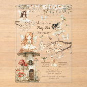 Fairy First Birthday Woodland Floral アクリル招待状 (正面)