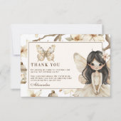 Fairy First Birthday Woodland Floral サンキューカード (正面)