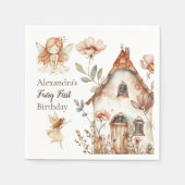 Fairy First Birthday Woodland Floral スタンダードカクテルナプキン (正面)
