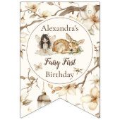 Fairy First Birthday Woodland Floral バンティングフラッグ (第1の旗)