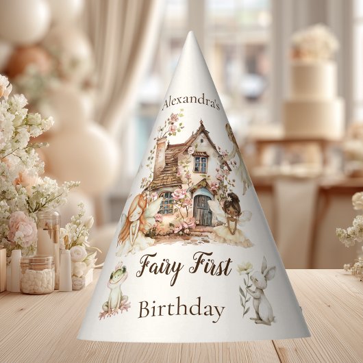 Fairy First Birthday Woodland Floral パーティーハット