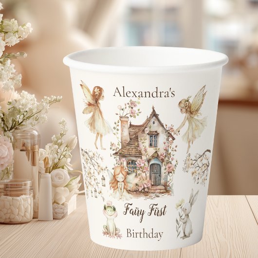 Fairy First Birthday Woodland Floral 紙コップ