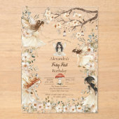 Fairy First Birthday Woodland Floral Invitation アクリル招待状 (正面)